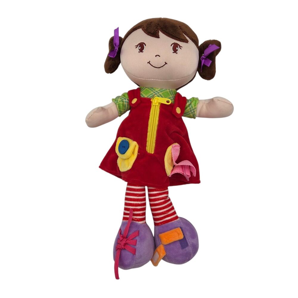 Linzy Plush Learn to Dress Rag Doll Activity Sensory Zipper Button Tie Shoe Toy